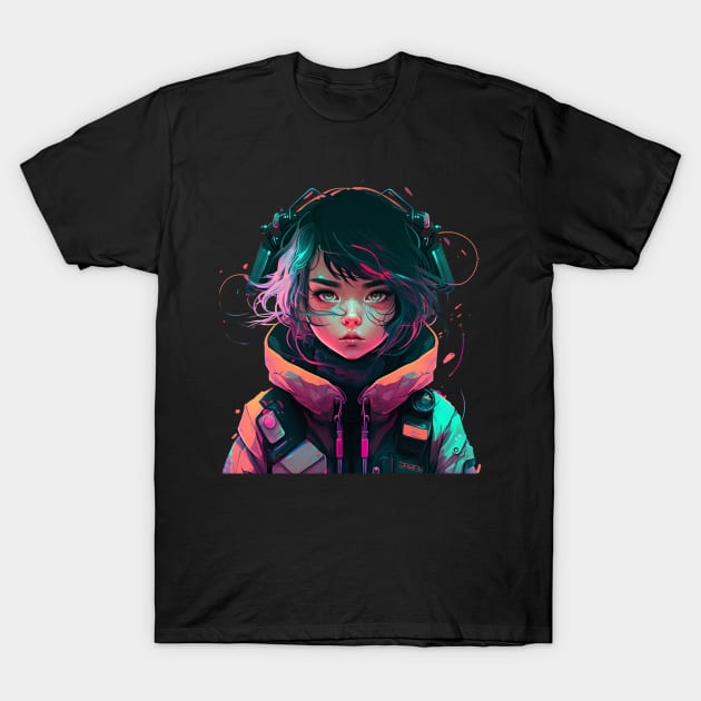 Cyberpunk Anime Girl - Futuristic Sci-Fi Design T-Shirt by Eine Creations